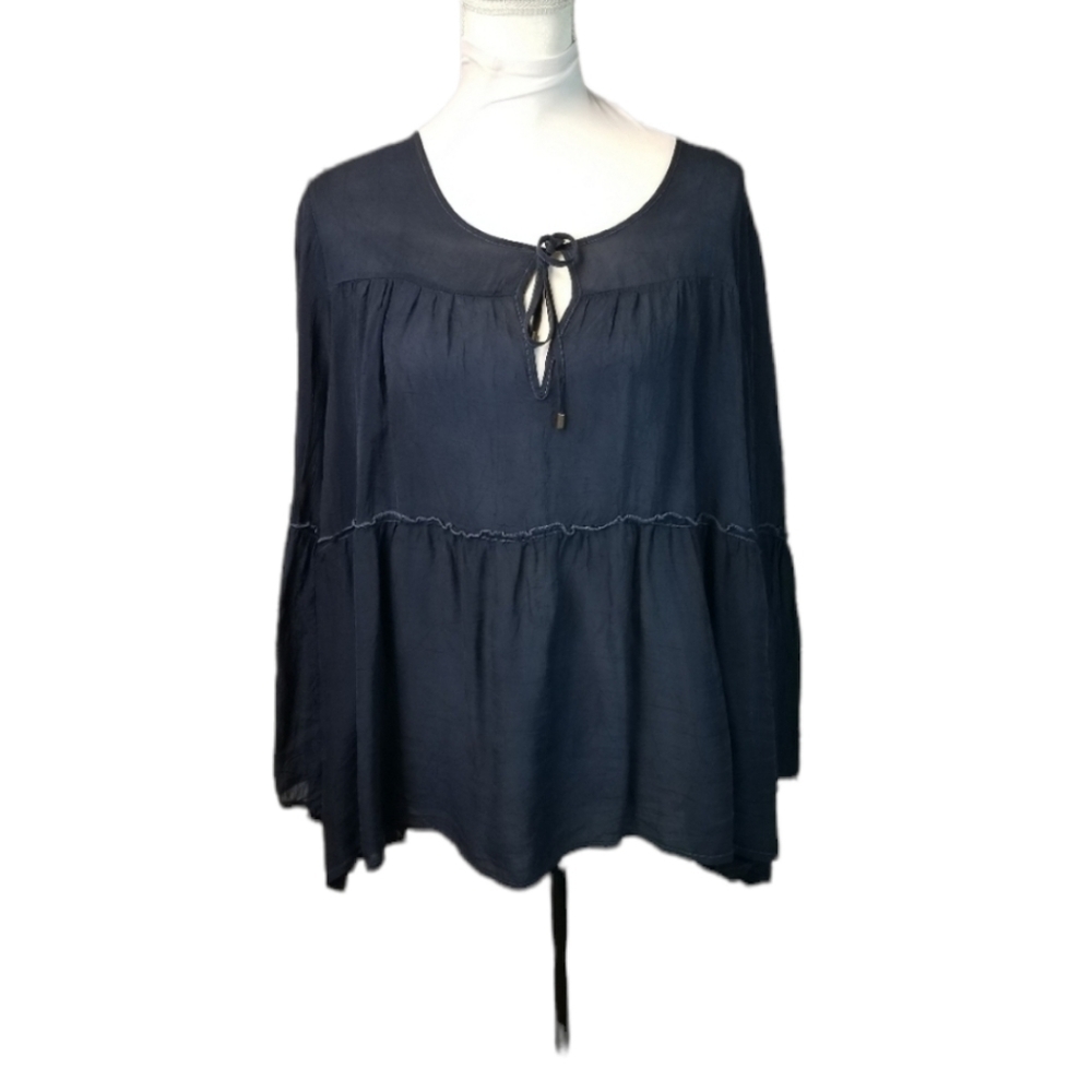 Maven West Cupro Navy Blue tiered tunic